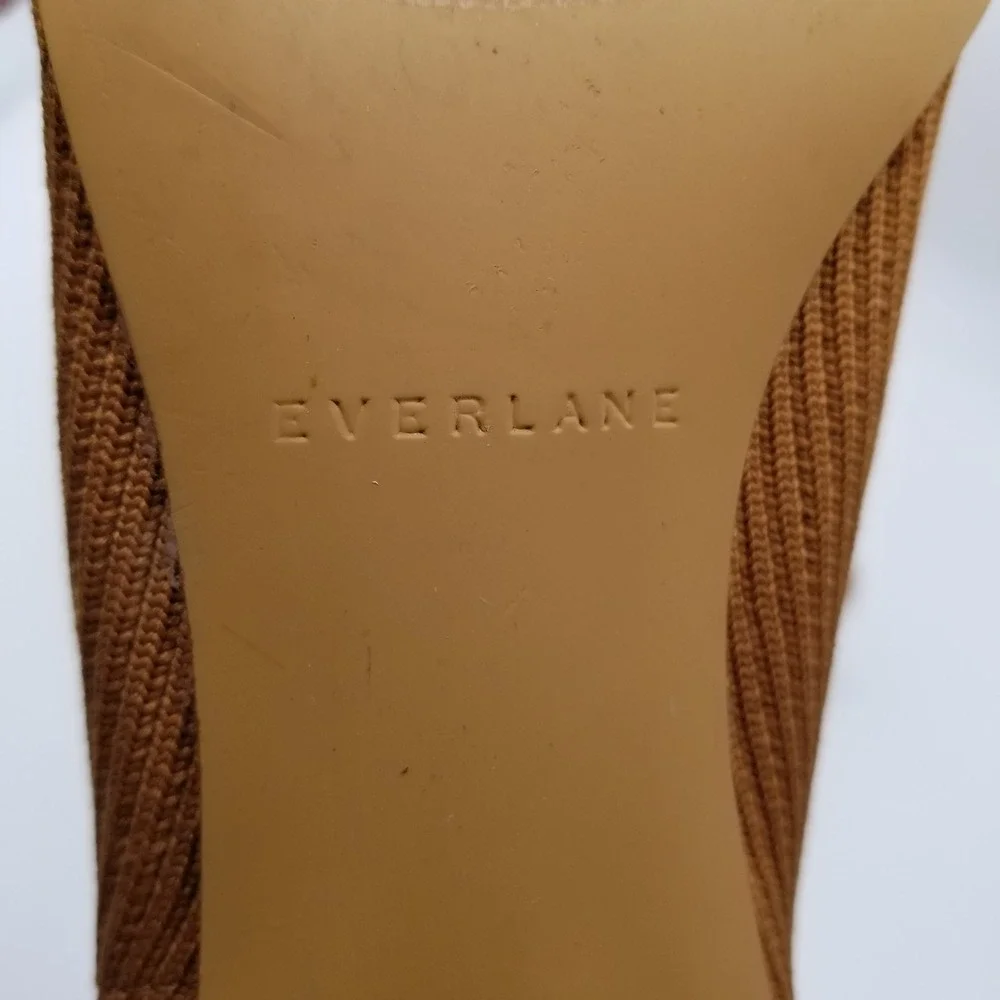 Everlane Glove Boot ReKnit Toffee Brown Rib Knit Block Heel Ankle Boots Women 10